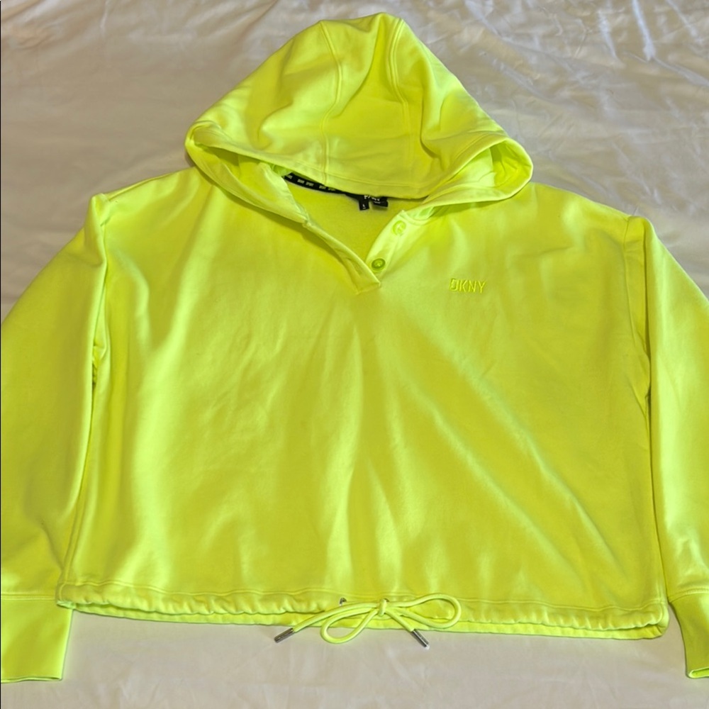DKNY Neon Yellow V-Neck Sweater